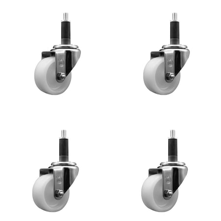 Service Caster 3'' Nylon Wheel Swivel 1'' Expanding Stem Caster Set, 4PK SCC-EX20S314-NYS-1-4